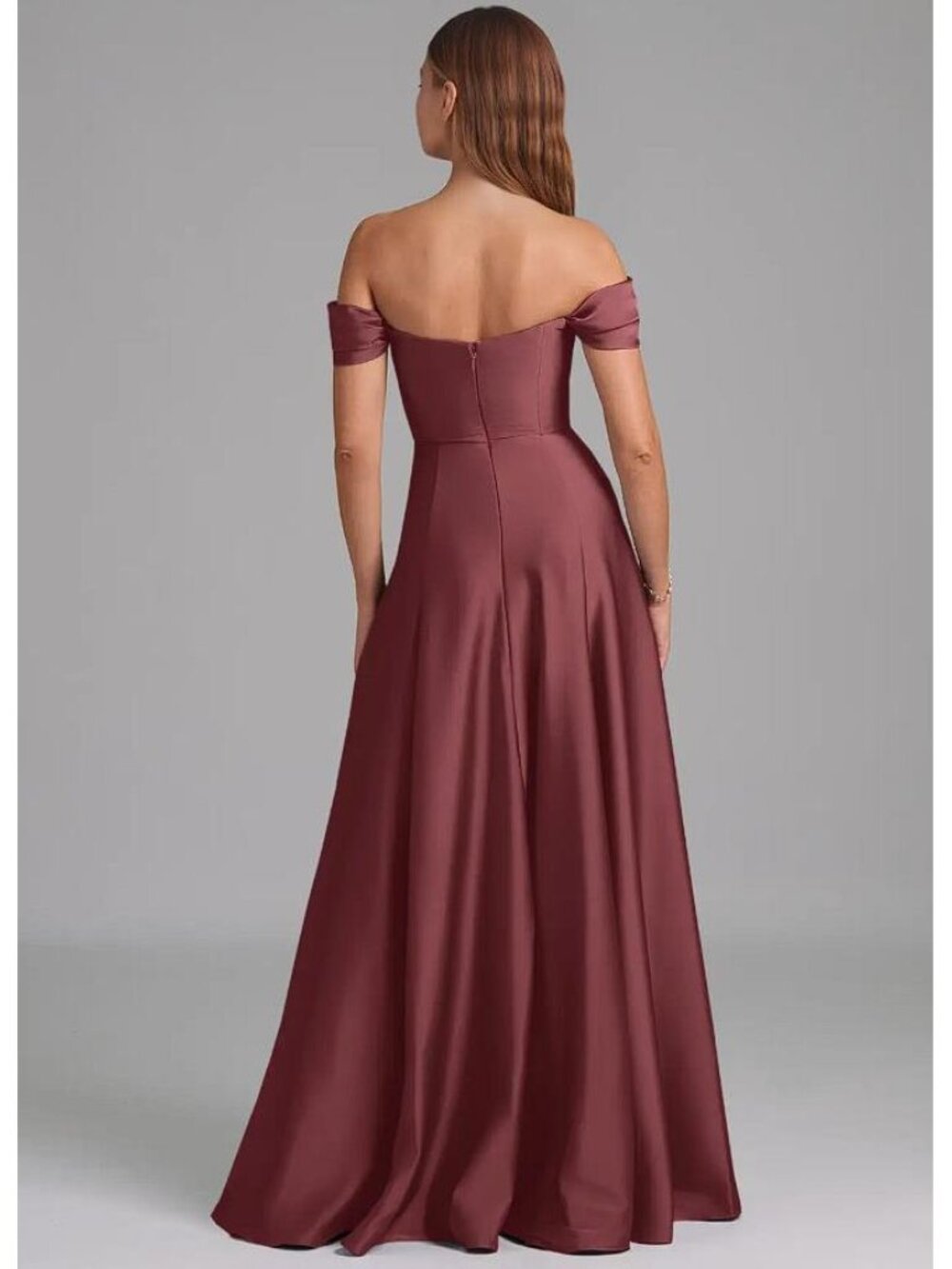 CHRISTIAN SIRIANO Azazie Seriana Merlot A-Line Off the Shoulder Dress Size A14 - Picture 3 of 10